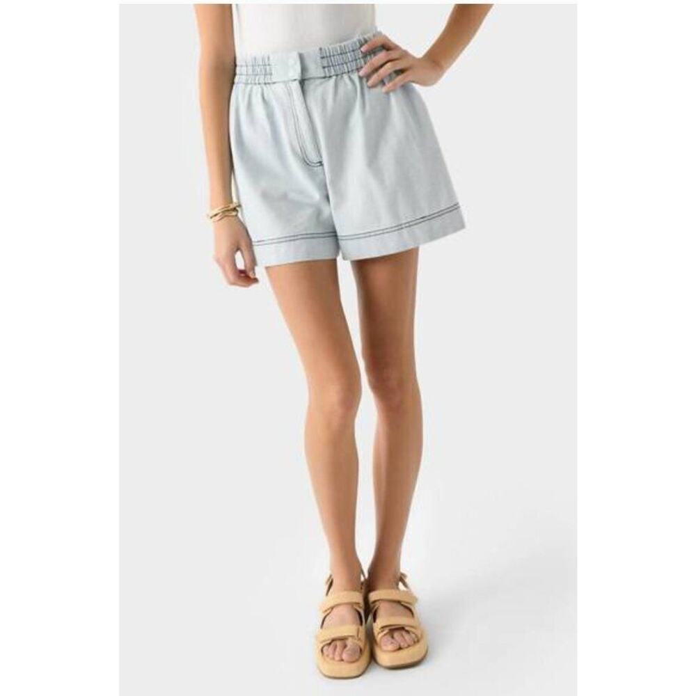 HUNTER BELL Sz S Small Light Denim Aspen Shorts Elastic Waist High Rise k - Picture 9 of 11